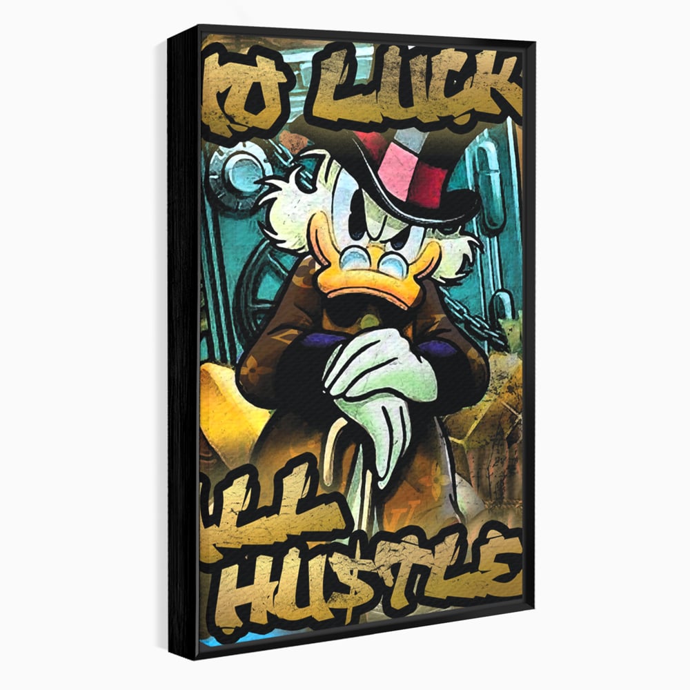 Tablou canvas cu tablou canvas cu scrooge mcduck, in rama de aluminiu negru
